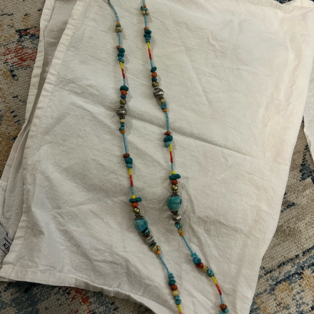 Turquoise and Silver Beaded Necklace